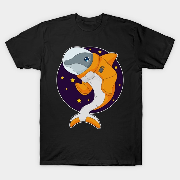 Dolphin Astronaut Space T-Shirt by Markus Schnabel